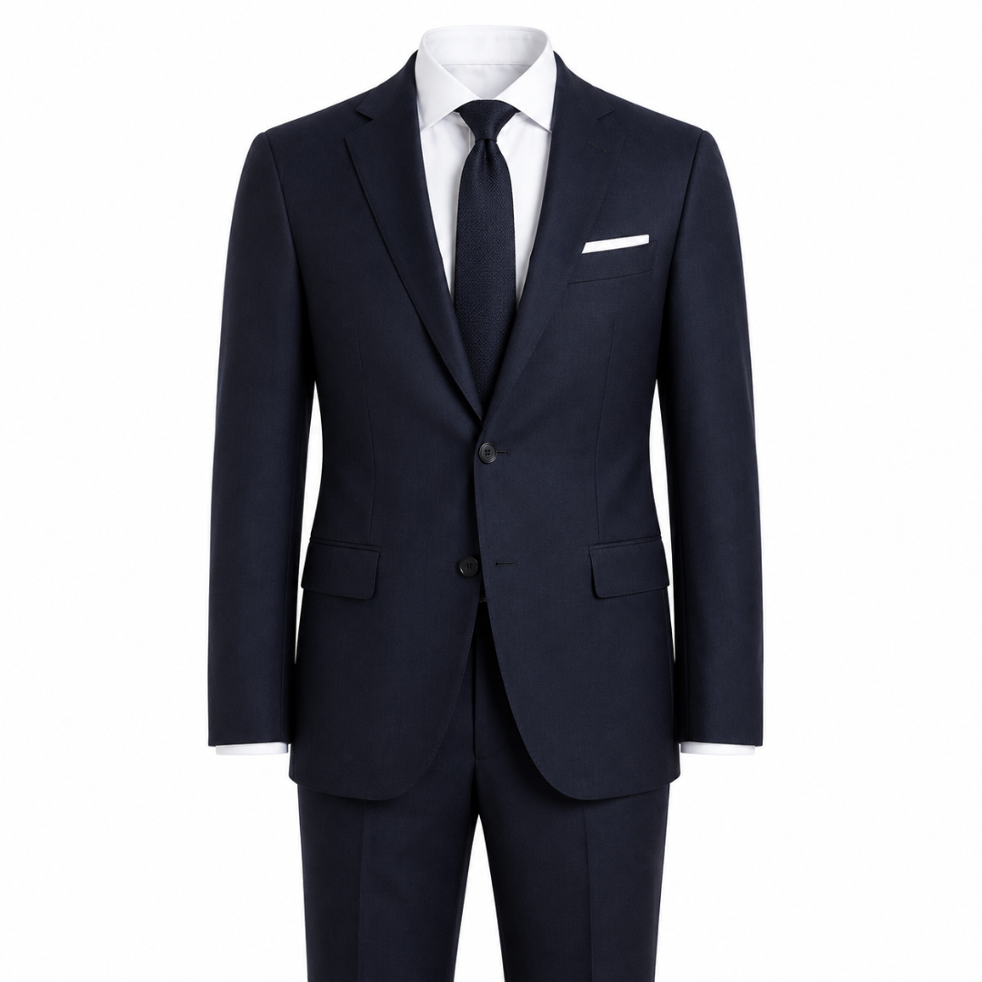 Premium Slim Fit Suit in Navy Wool | Vouschwitz