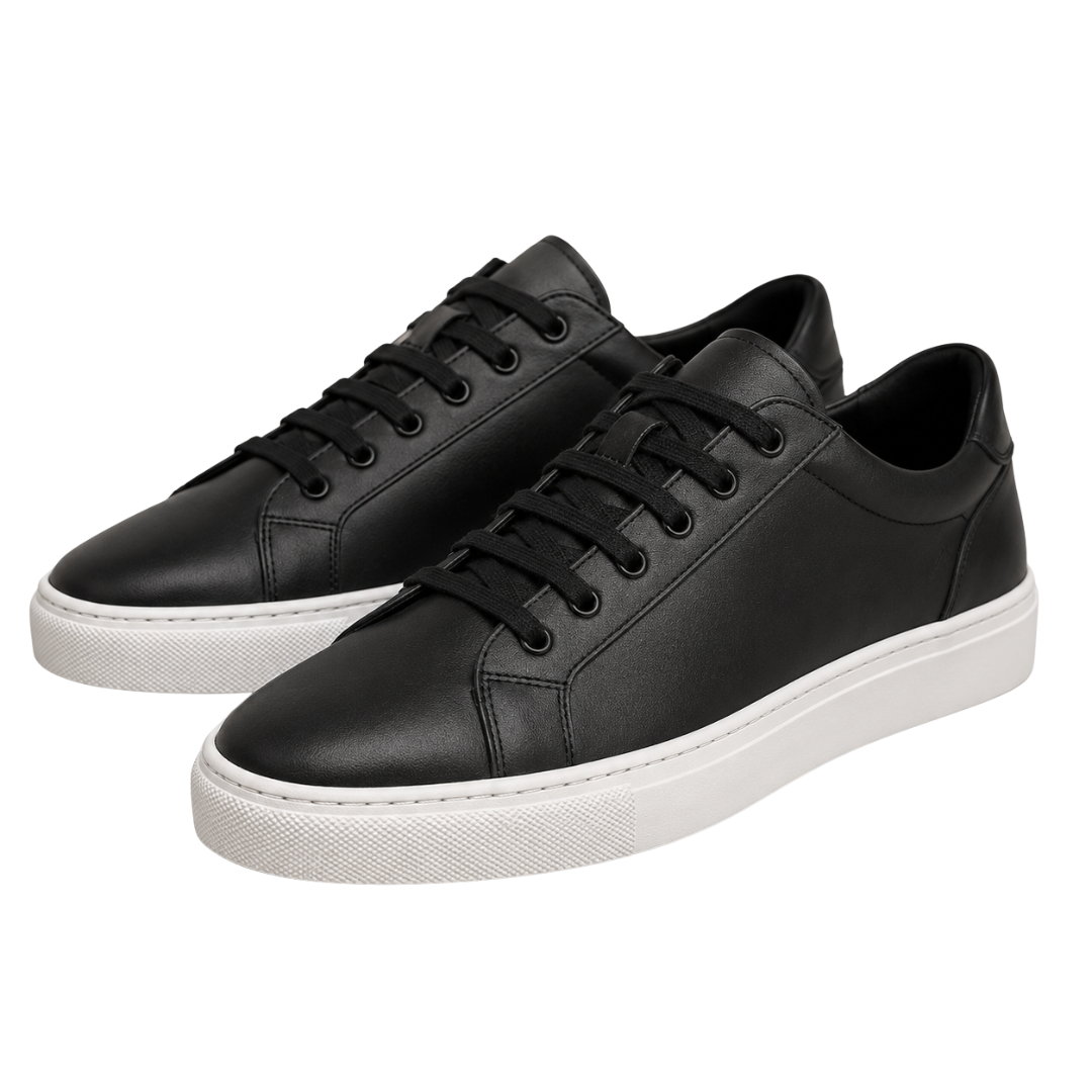 Premium Black Leather Trainers | Vouschwitz