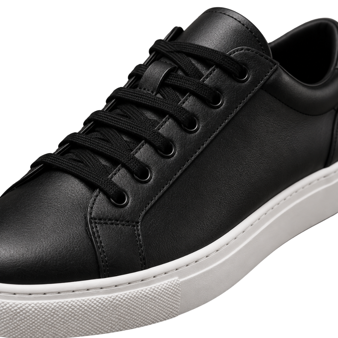 Premium Black Leather Trainers | Vouschwitz