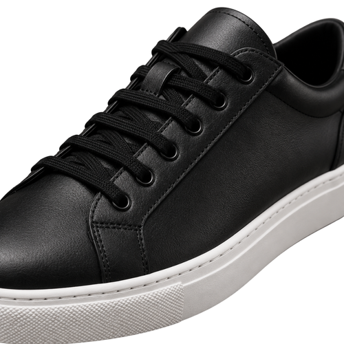 Premium Black Leather Trainers | Vouschwitz