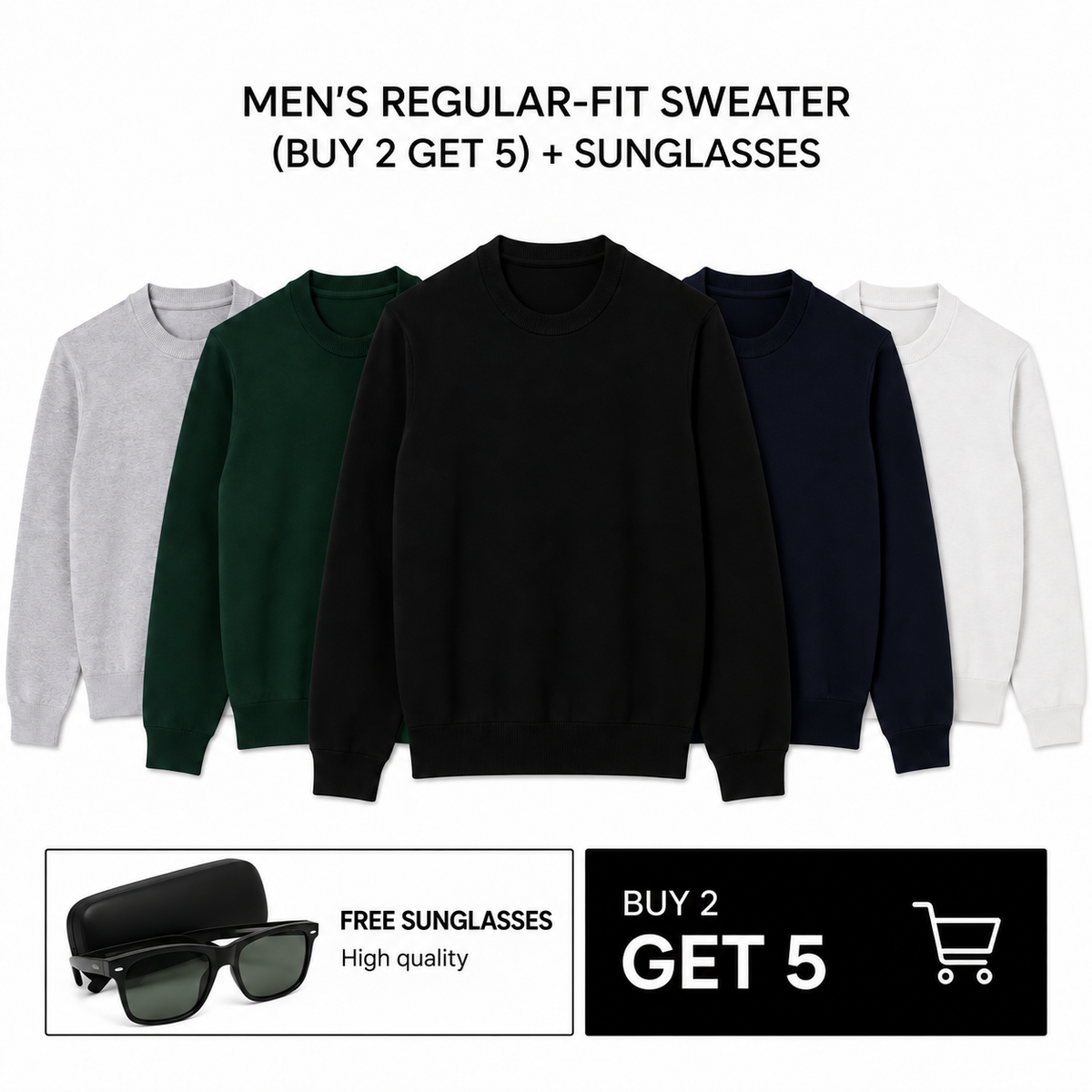 LC MEN'S REGULAR-FIT SWEATER (BUY 2 GET 5) + SUNGLASSES